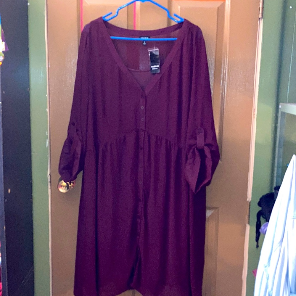 Torrid 3 Quarter Sleeve Chiffon Button Down Dress